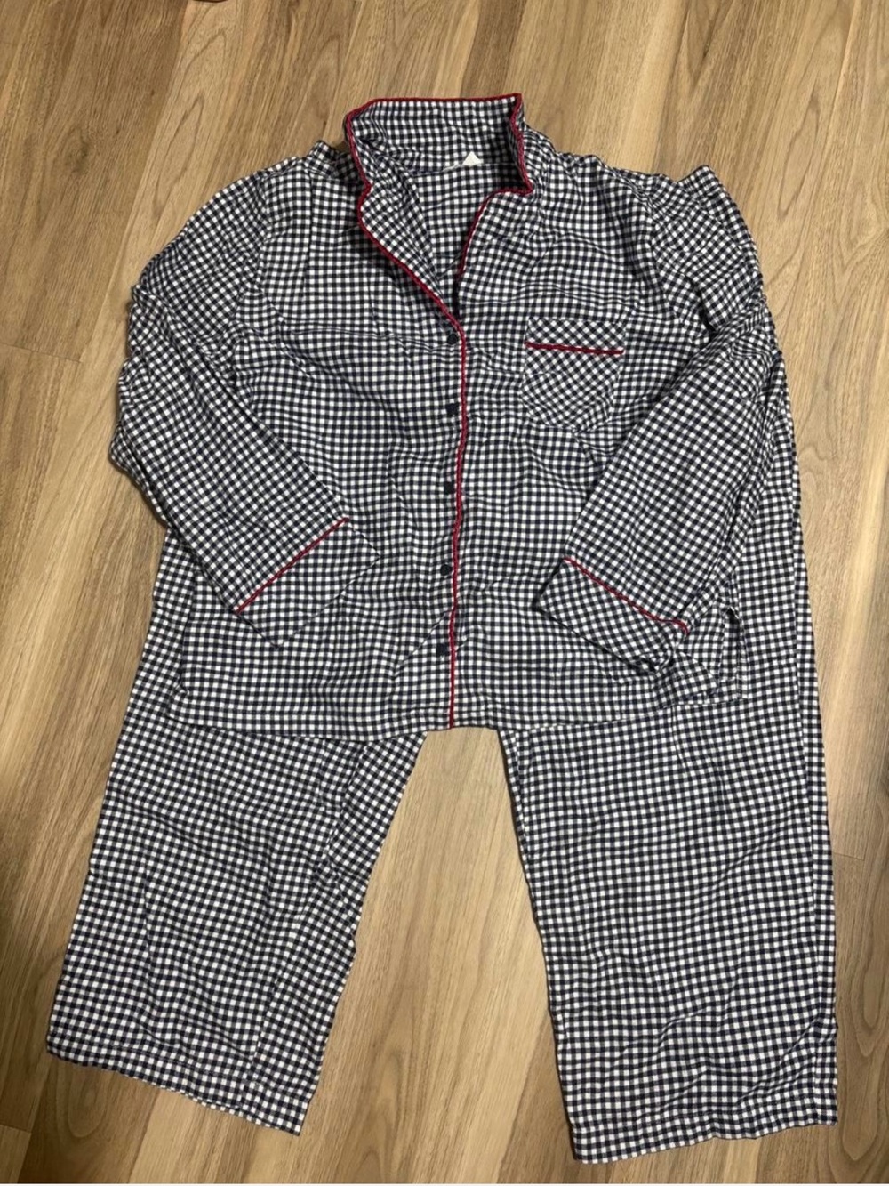 Charter Club Navy and White Gingham Pajama set size XL